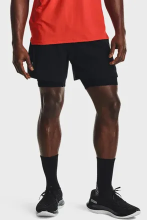 Under Armour Iso-Chill Run 2-in-1 Shorts Mens Black Stretch Active DSGL409