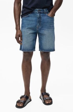 Mango Regular Fit Denim Shorts in Dark Blue at Nordstrom, Size 31