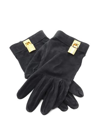 Herm&egrave;s 2000s Kelly suede gloves - Black