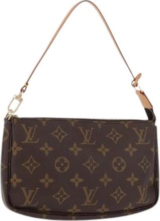Louis Vuitton Pre-owned Monogram Canvas Pouch - Dames - Vintage Schoudertas - Bruin - ONE Size - Leer - Vintage