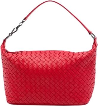 Bottega Veneta Pre-owned Woven Nappa Shoulder Bag - Dames - Vintage Schoudertas - Rood - ONE Size - Leer - Vintage