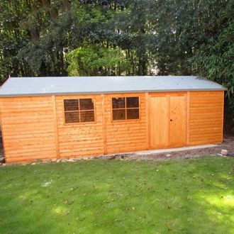 Shires Shiplap Mammoth Loglap 12x30 ft Shed Double Door - Two Opening Window in Brown