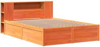 vidaXL Vidaxl - Estructura de cama sin colchón madera maciza marrón 135x190 cm