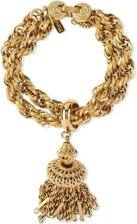 Monet Jewelry 1970s tassel-charm chain bracelet - women - 22kt Gold Plated Brass - One Size