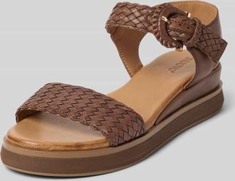 Inuovo Sandalen aus echtem Leder in Flecht-Optik in Dunkelbraun, Gr&ouml;&szlig;e 36
