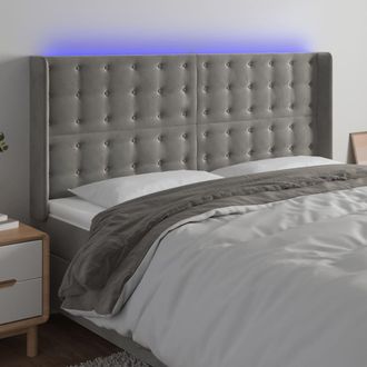 vidaXL Cabecero Con Led De Terciopelo Gris Claro 163x16x118/128 Cm Vidaxl