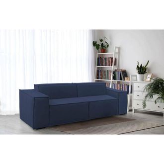 Talamo Italia Talamo Italia - Sof&aacute; Fijo Paola, Sof&aacute; Modular Lineal De 2 Plazas, 100% Made In Italy, Sof&aacute; De Sal&oacute;n Moderno En Tela., Cm 220x95h70, Azul, Con Embalaje