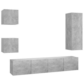 Berkfield Home 5 Piece TV Cabinet Set Concrete Grey Engineered Wood