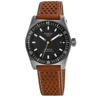 Tissot PR516 Powermatic 80 Automatic Black Dial Leather Strap Unisex Watch T149.407.16.051.00