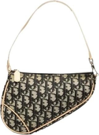 Dior Pre-owned Vintage Saddle Bag - Dames - Vintage Schoudertas - Beige - ONE Size - Leer - Vintage