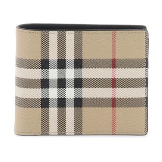 Burberry Wallets & Cardholders, male, Beige, Size: ONE SIZE Check Motif Bifold Wallet