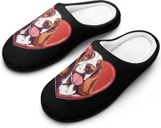 Generic Basset Hound Heart Mens Slippers House Slipper Anti-skid Sole Indoor Shoes Outdoor Comfort Cotton