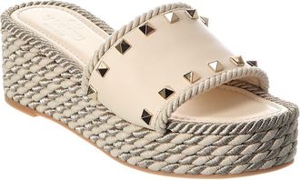 Valentino Rockstud 60 Leather Wedge Sandal