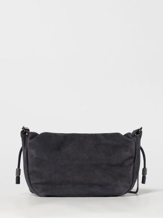 Brunello Cucinelli Borsa Bucket Mellow Brunello Cucinelli in camoscio con Precious Chain