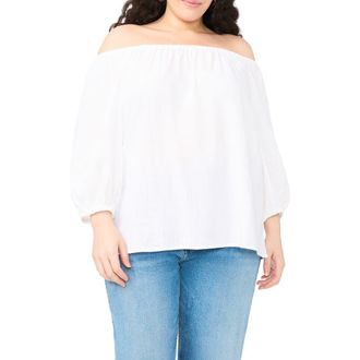 Vince Camuto Off the Shoulder Puff Sleeve Top in White at Nordstrom Rack, Size 1X