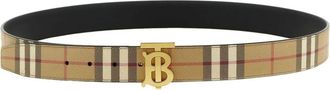 Burberry Check Reversible Belt Beige Gold 8122298