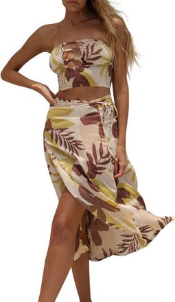 Stone Fox Swim Holiday Wrap Cover-Up Skirt in Tropical Tonal at Nordstrom, Size X-Small