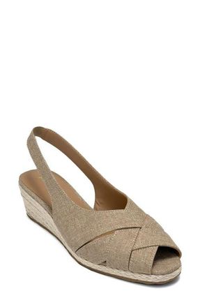 Aerosoles Roberta Linen Slingback Espadrille Wedge Sandal in Dark Linen Linen at Nordstrom, Size 6.5