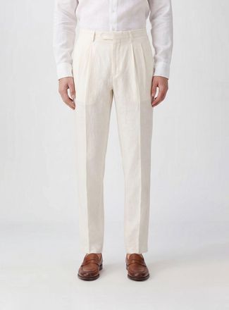 Boglioli Pantaloni sartoriali slim fit in lino con passanti per cintura