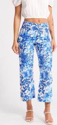 Joie Floral Print Wide Leg Pants in Ivory/Blue Garden at Nordstrom Rack, Size 10