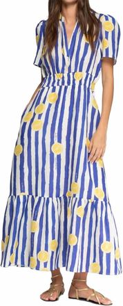 Vilagallo Leila Striped Lemon Dress In Multi