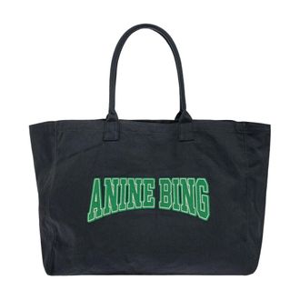 Anine Bing Leo Canvas Tote - Bags - Mujer - Verde - ONE SIZE