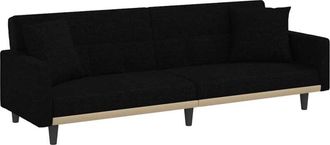 vidaXL Divano Letto con Cuscini Nero in Tessuto - Vidaxl