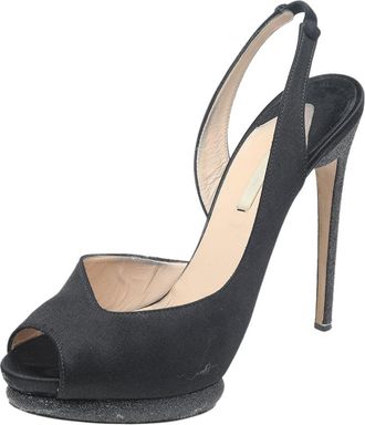 Nicholas Kirkwood Black Satin Platform Slingback Sandals
