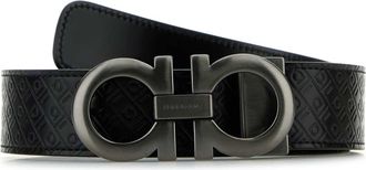 Ferragamo Black Leather Reversible Belt