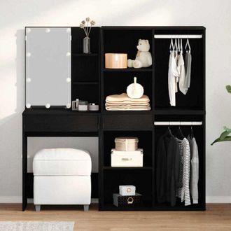 vidaXL Vidaxl - led Dressing Table Black oak 140 x 40 x 140 cm Engineered Wood