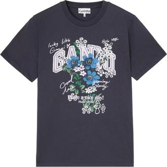 Ganni T-shirt Teddy Mushrooms - - Tops - Donna - Grigio - M