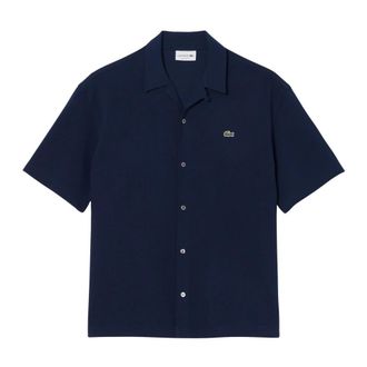 Lacoste Relaxed Fit Kortgearmd Piqu&eacute; Poloshirt - Heren - Korte mouwen Overhemden - Blauw - XS - Katoen - Overhemden