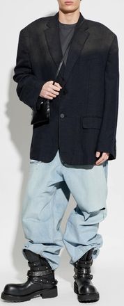 Balenciaga Oversized Wool Blazer, Mens, Black