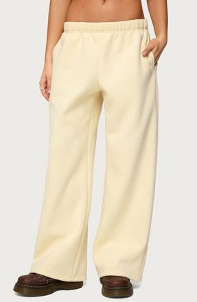 Edikted Jaylie Wide Leg Sweatpants in Light-Yellow at Nordstrom, Size X-Small