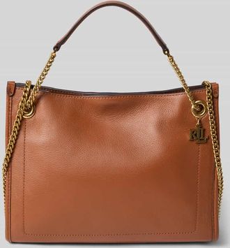 Lauren Ralph Lauren Lederhandtasche mit Label-Anhänger in Cognac, Größe 1