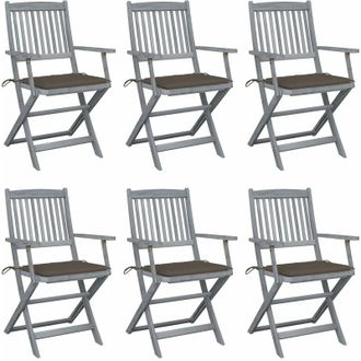 vidaXL Sillas De Jard&iacute;n Plegables 6 Uds Cojines Madera Maciza Acacia Vidaxl