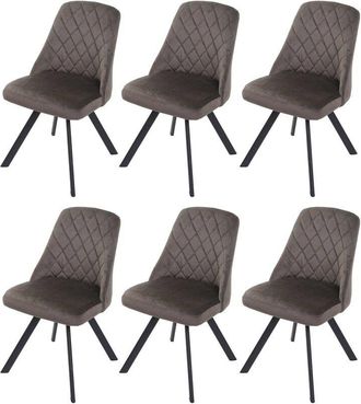 Hhg nunca usado] Juego de 6 silla de comedor 896, silla de cocina, sillón, silla tapizada, terciopelo metálico, marrón oscuro