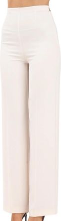 Patrizia Pepe Wide-Leg Cream Trousers With High Waist And Sleek Finish