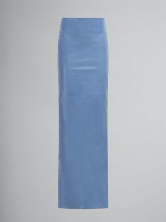 Marni Womens Opal Blue Leather Maxi Skirt, Size 10
