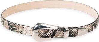 D&eacute;hanche Colette Snake Embossed Leather Belt in Ivorybrown Snakeskin/silver at Nordstrom, Size X-Small