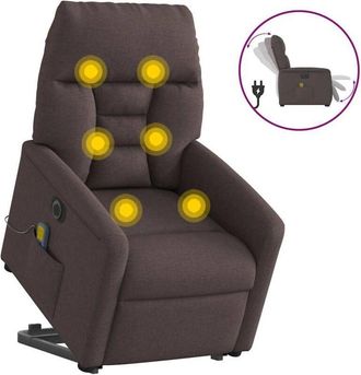 vidaXL Vidaxl - Sill&oacute;n Masaje El&eacute;ctrico Reclinable Elevable Tela Marr&oacute;n Oscuro