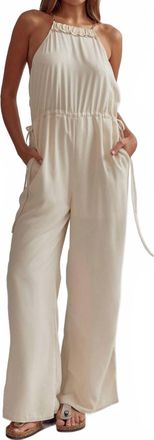 Entro Sleeveless Wide Leg Romper W/ Chainlink Straps In Cream