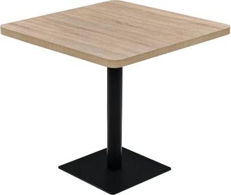 vidaXL Bistro Table MDF and Steel Square 80x80x75 cm Oak Colour vidaXL