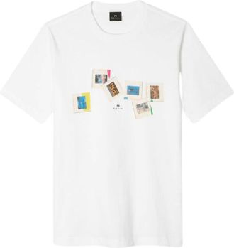 Paul Smith Tops, Heren, Wit, 2Xl, Katoen, Slides Katoenen T-shirt