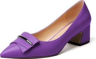 elashe Women Wedding Court Shoes Block Heel Pumps Purple EU39
