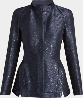 Giorgio Armani Sequin Jacquard Single-Breasted Evening Jacket