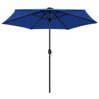 Berkfield Home Parasol with LED Lights & Aluminium Pole 270 cm Azure Blue