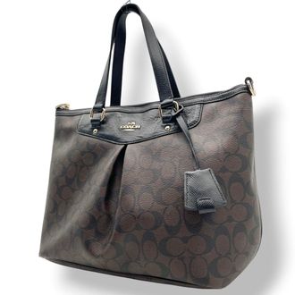 Coach Black Dark Brown Pvc Leather Handbag Tote Bag (Pre-Owned)