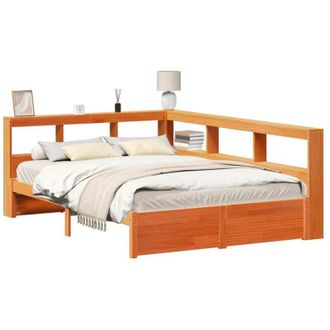 vidaXL Bookcase Bed 2 pcs Wax Brown 200 x 150 cm Solid Pine Wood vidaXL