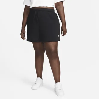 Nike Womens Nike Sportswear Club Fleece Mid-Rise Shorts (Plus Size) in Black | DV5086-010